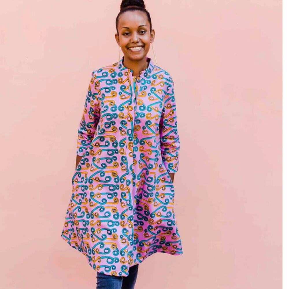 Zuri Fiddlesticks tunic dress African wax print kitenge sz XXS